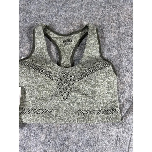 Salomon Elevate Move’On Bra Womens XS Heather Green Athletic Racerback Running - Picture 5 of 6